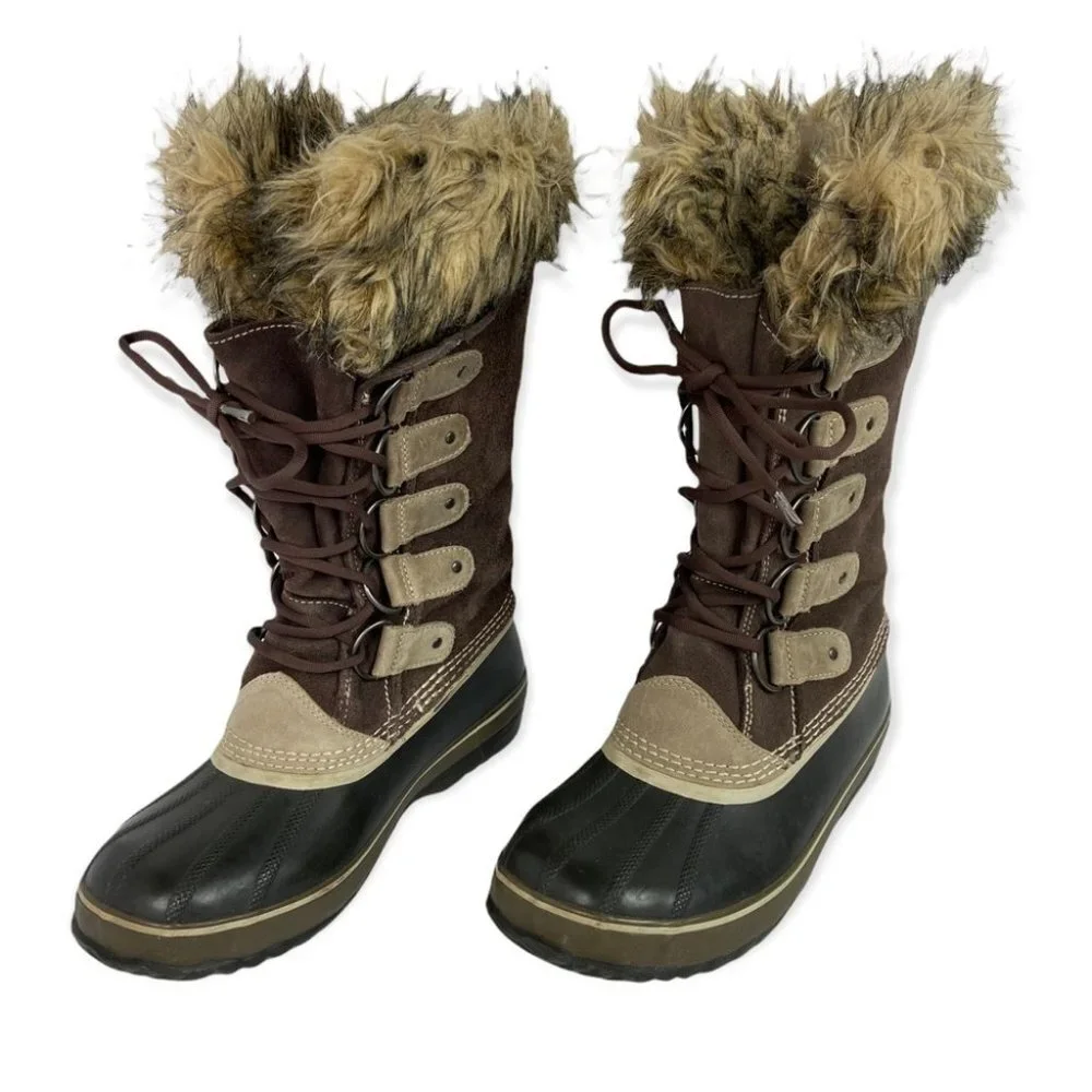 Sorel Joan of‎ Arctic Winter Snow Boots Waterproof Faux Fur Trim Lace Up Tall 8 - Picture 12 of 12
